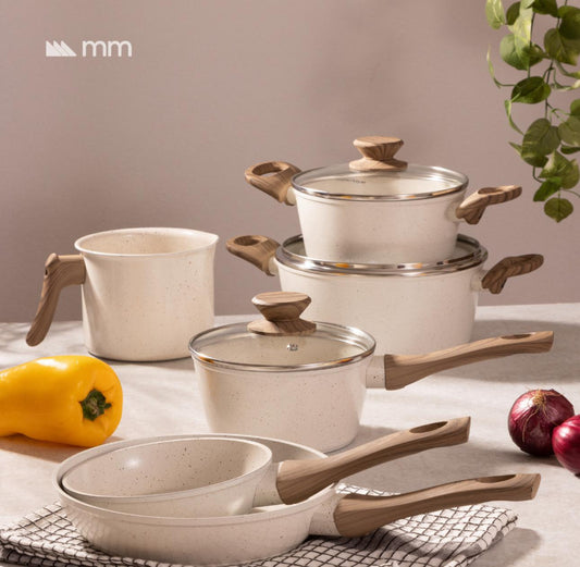 Conjunto Jogo 6 Panelas Pratic Cook Vanilla Marmol Indução Mimo