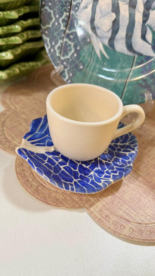 XICARA PARA CAFÉ 90ML MAIS PIRES COUVE MATTE AZUL  CERÂMICA SCALLA