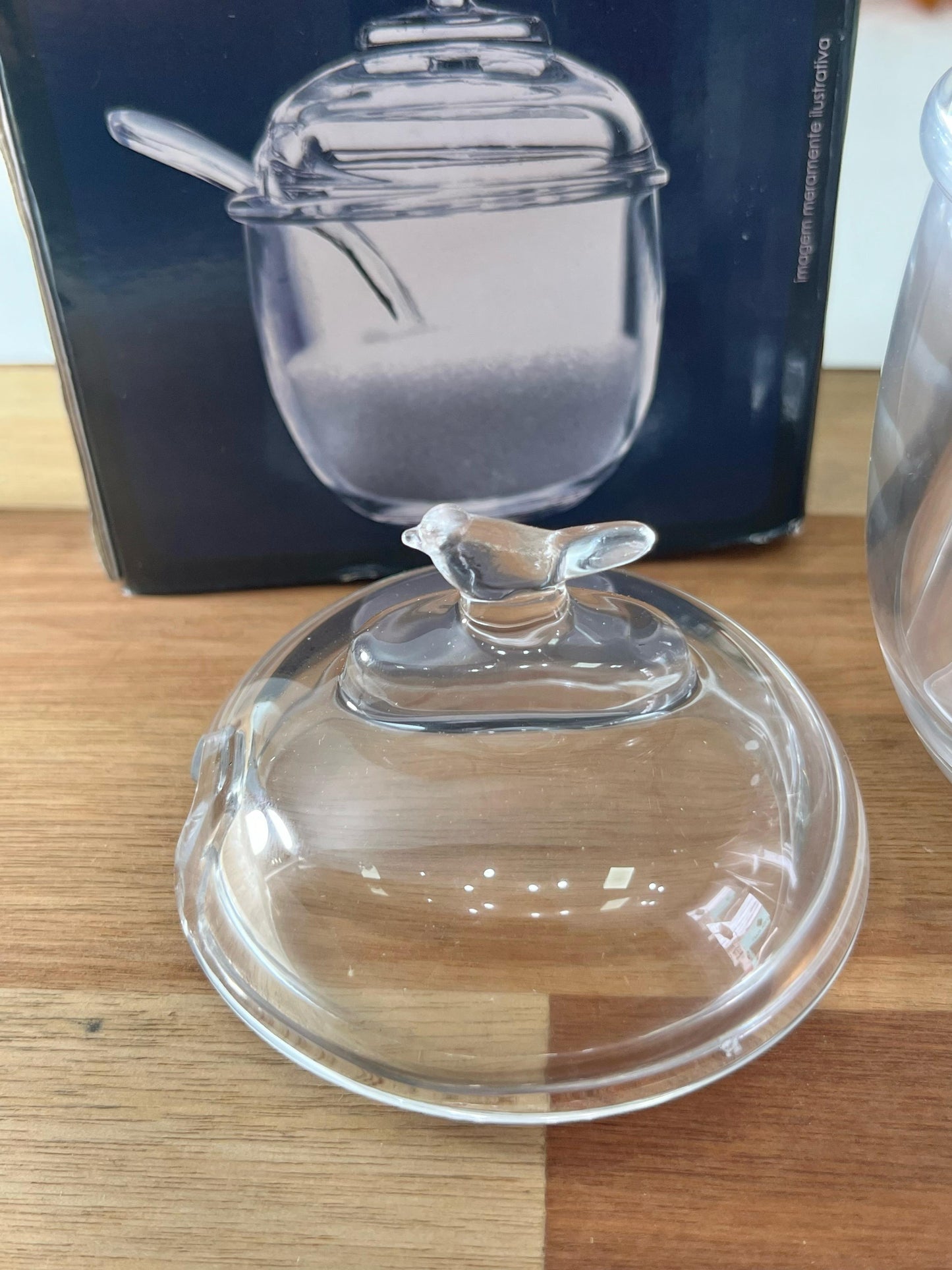 Açucareiro Com Colher e Tampa Bird 150ml Cristal Ecológico