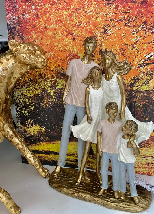 Escultura Familia Casal Com Uma Menina e Dois Meninos - Espressione