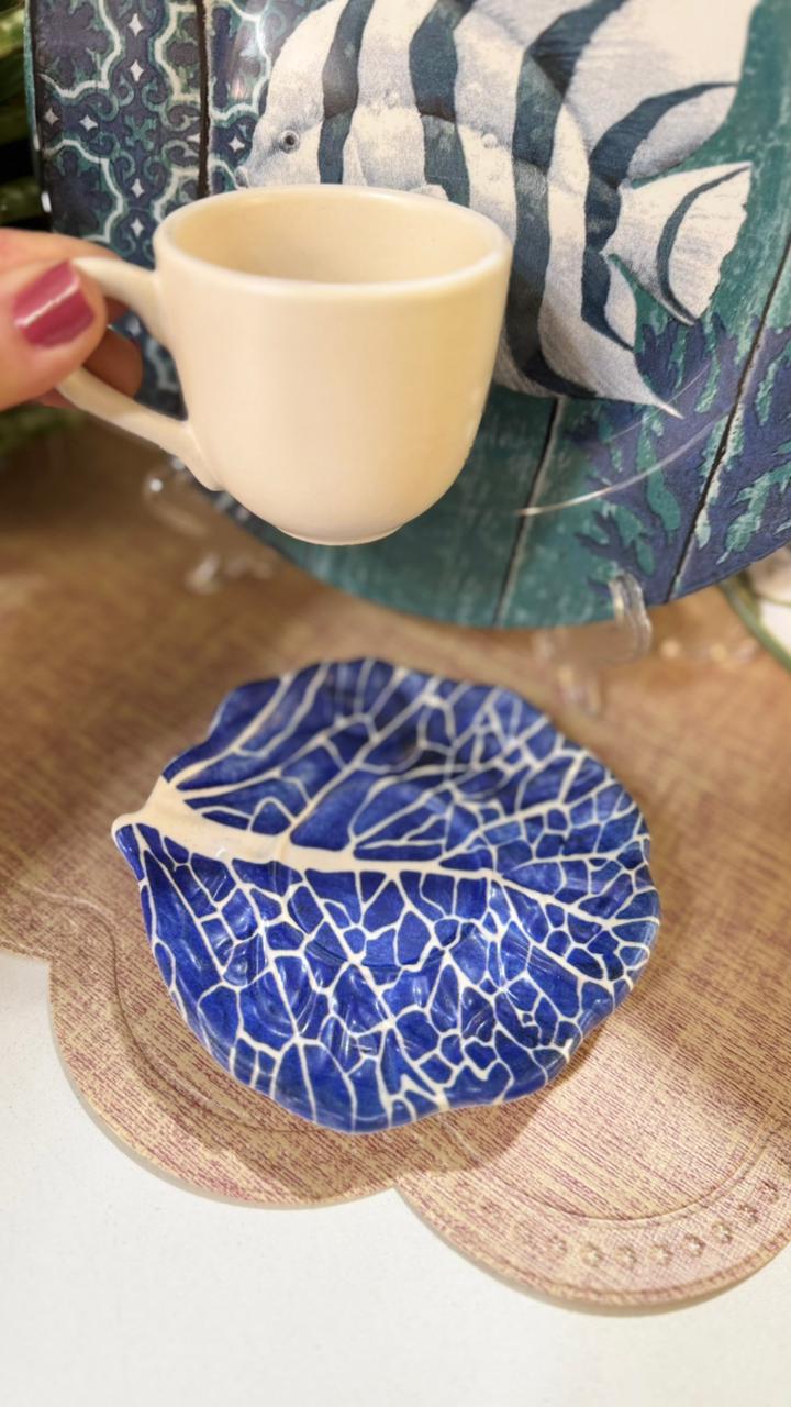 XICARA PARA CAFÉ 90ML MAIS PIRES COUVE MATTE AZUL  CERÂMICA SCALLA