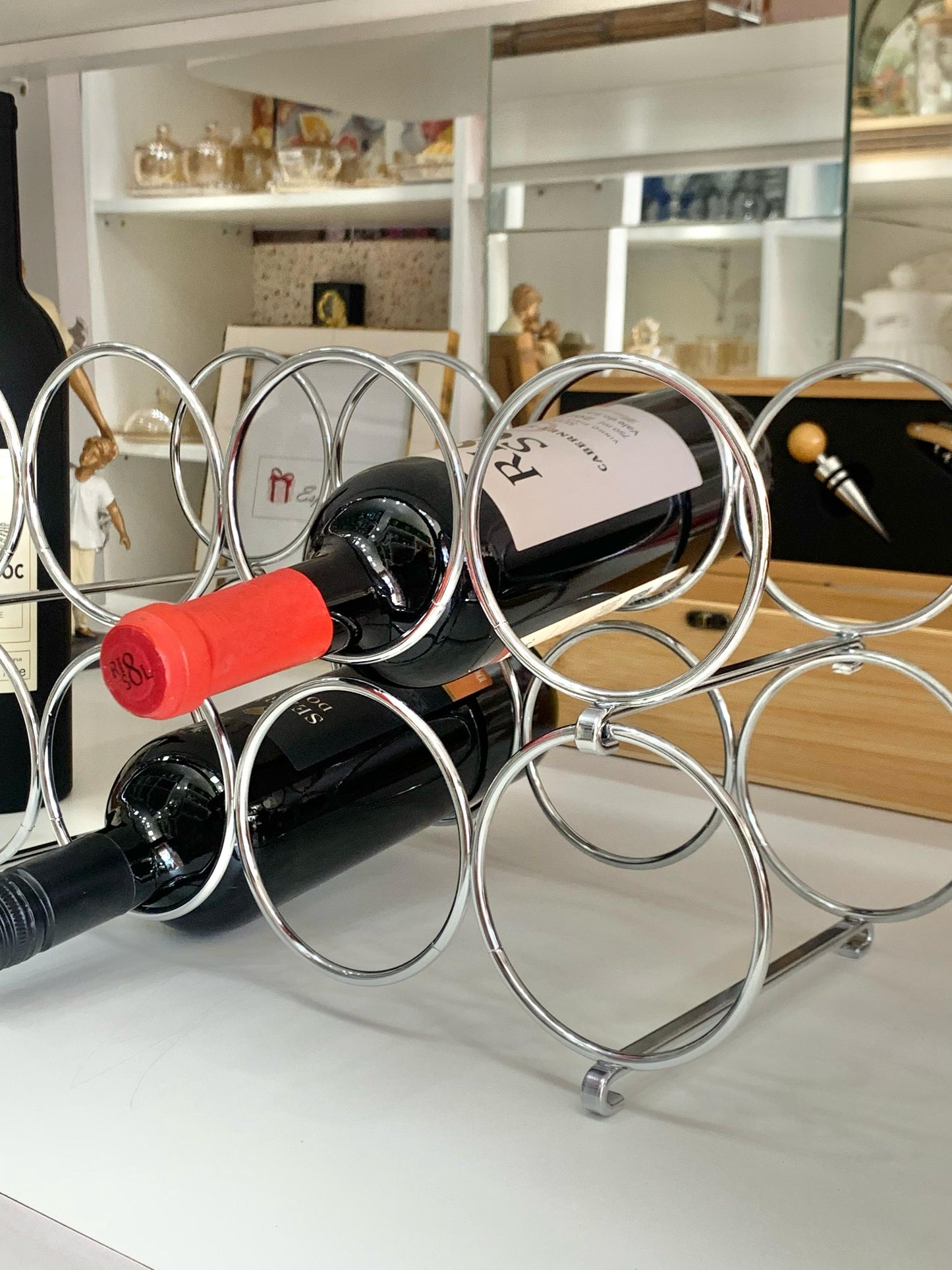 Adega Empilhável para 4 Garrafas 2 Peças Linha Decorazione Future - Tamanho Único, Cromado