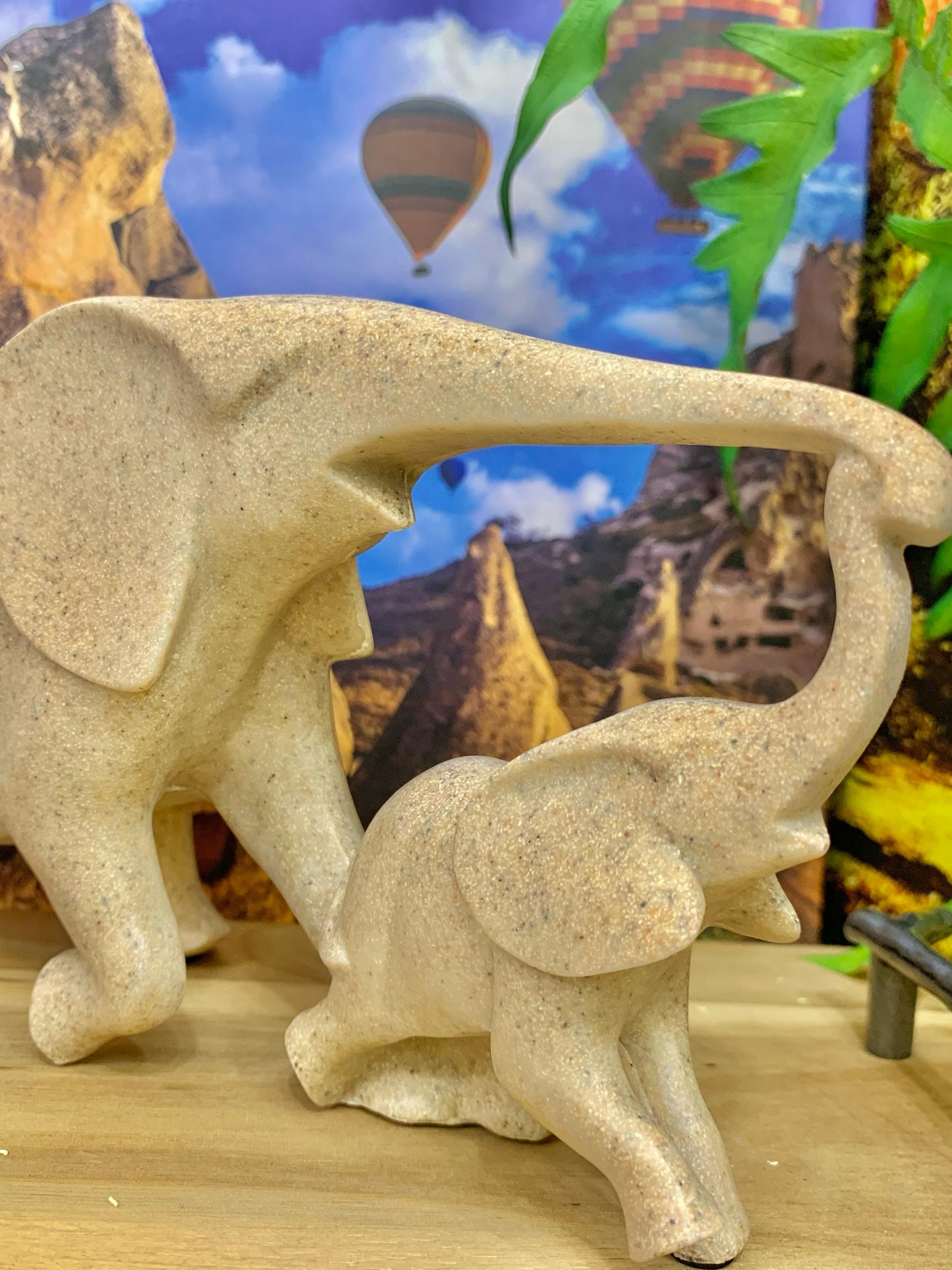 Elefante Dublo Poliresina Bege 11,7x21,9cm Florarte