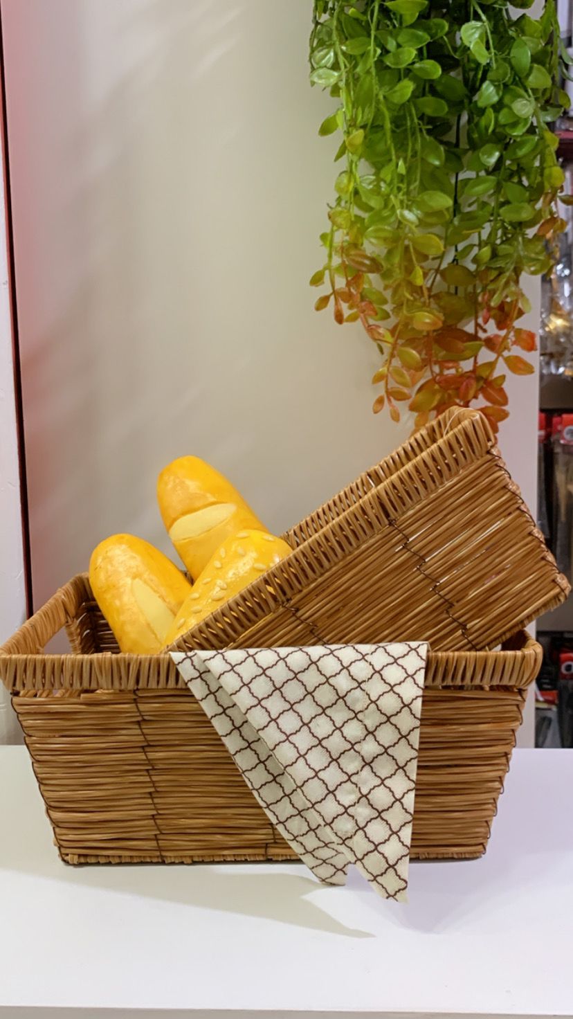 Cesto 33cm Por 25cm Rattan Sintético Retangular Claro