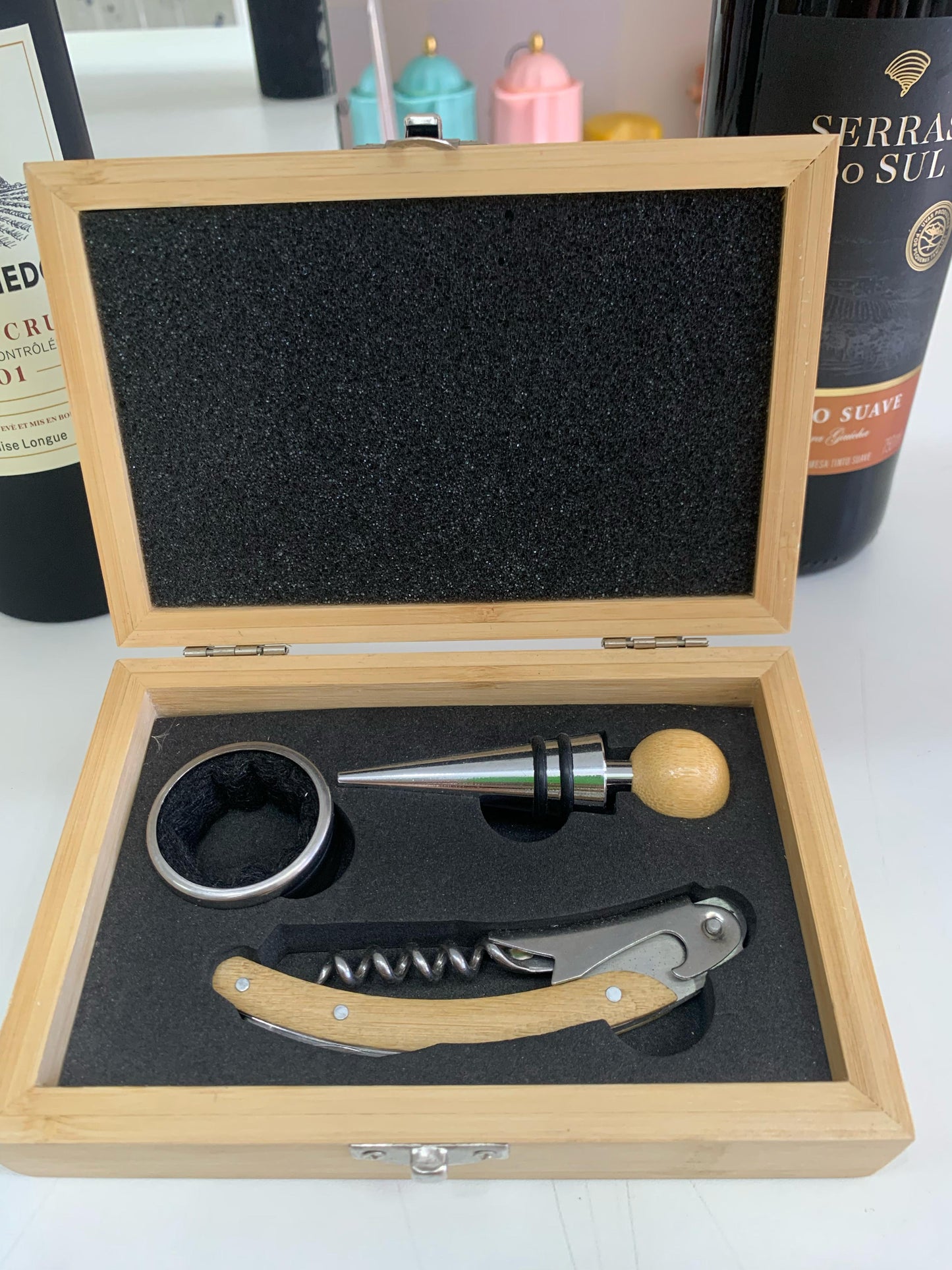 Conjunto De Acessórios Para Vinho 3 Peças Estojo Mimo Style