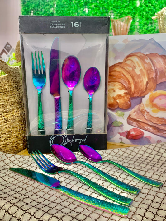 Faqueiro 16 Peças Oxford Syreni Cor Furta-cor