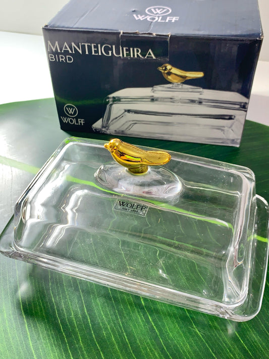 Manteigueira Com Tampa Bird Golden Cristal Wolff