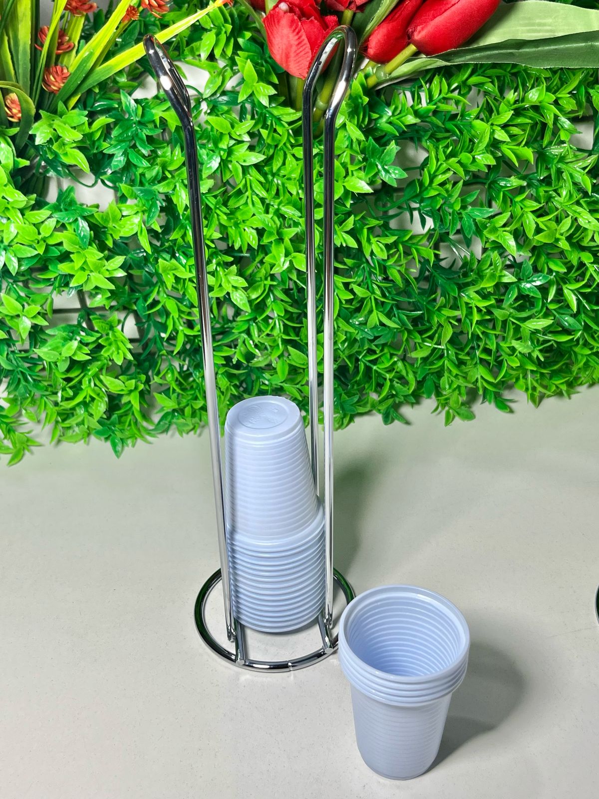 Suporte Porta Copos Descartáveis 50/80ml Cromado Bancada
