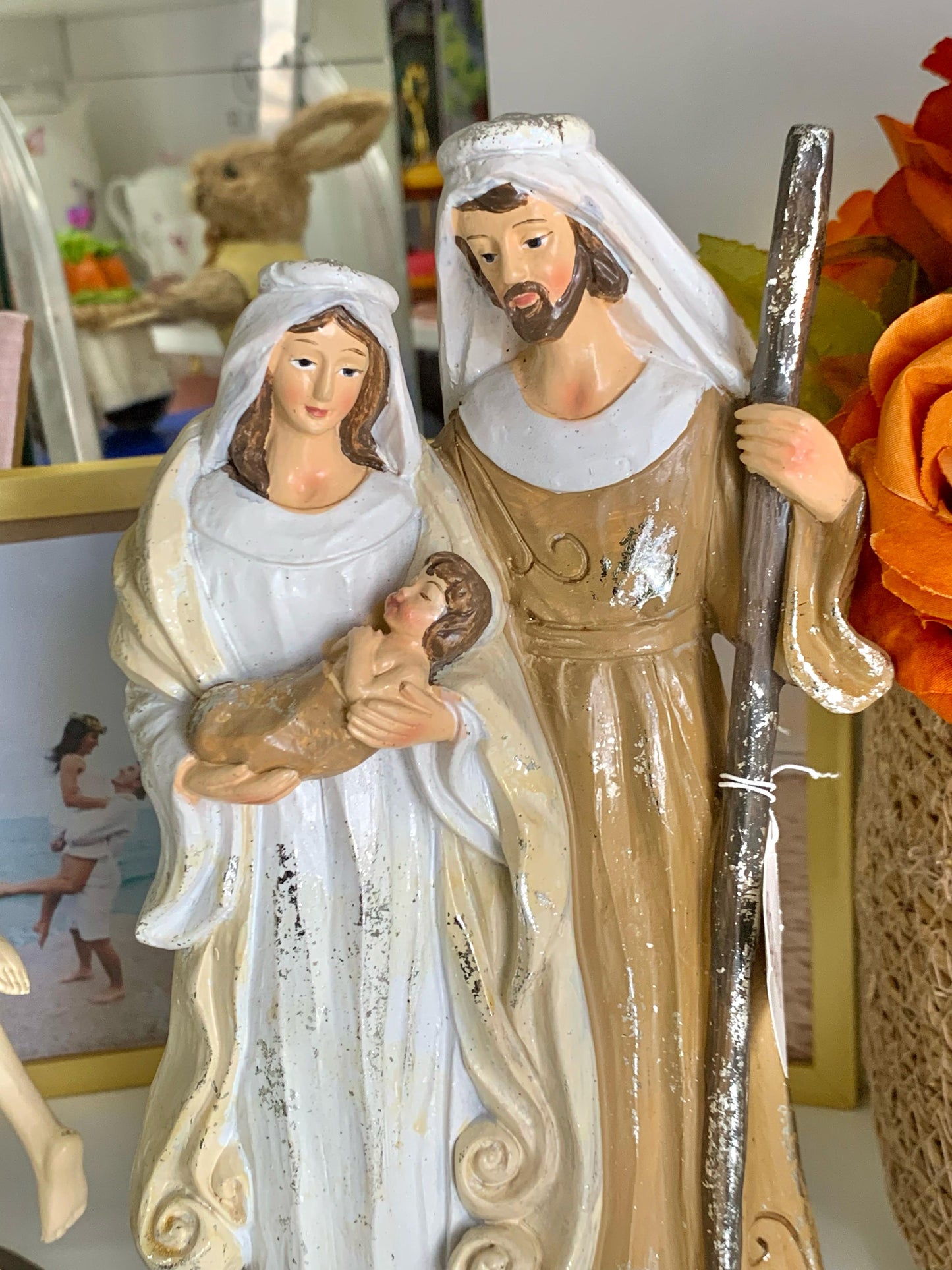 RESINA NATAL SAGRADA FAMILIA (BEGE) 29,7X14,5CM