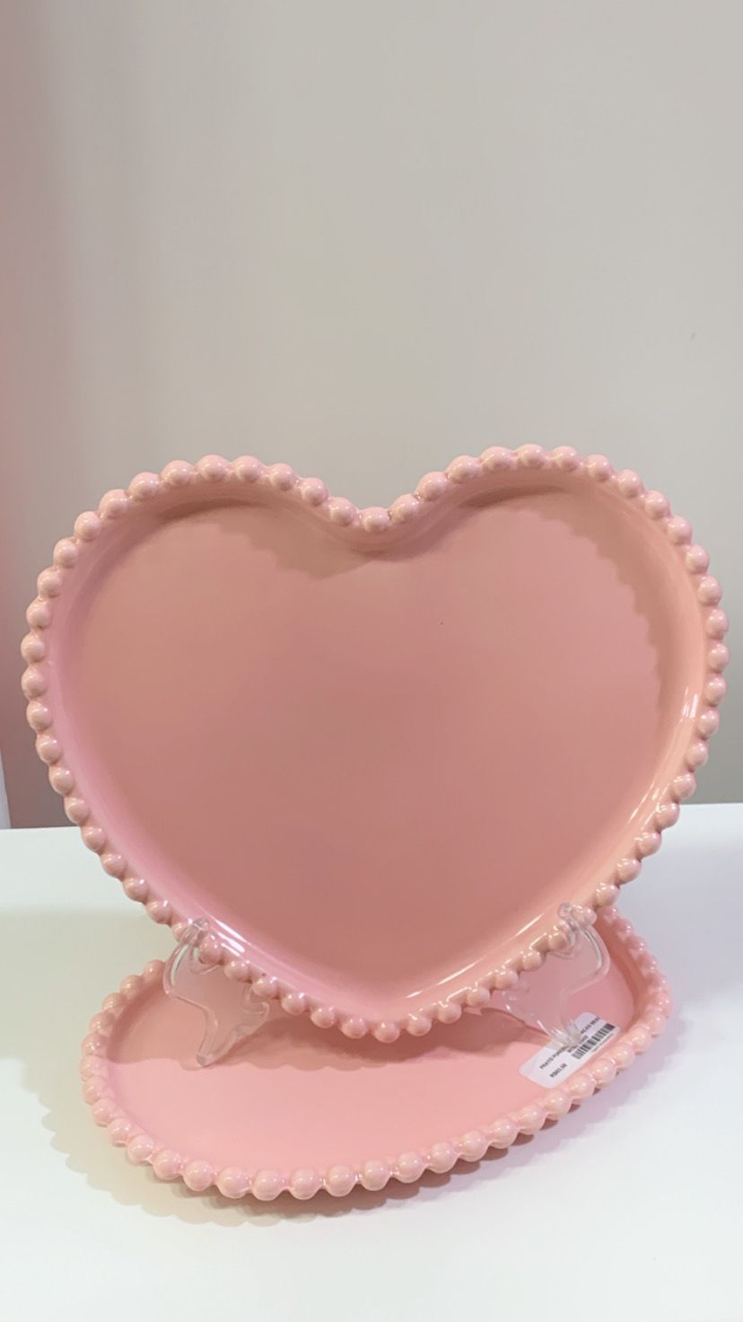 Prato Porcelana Coração Beads 25x22x2cm