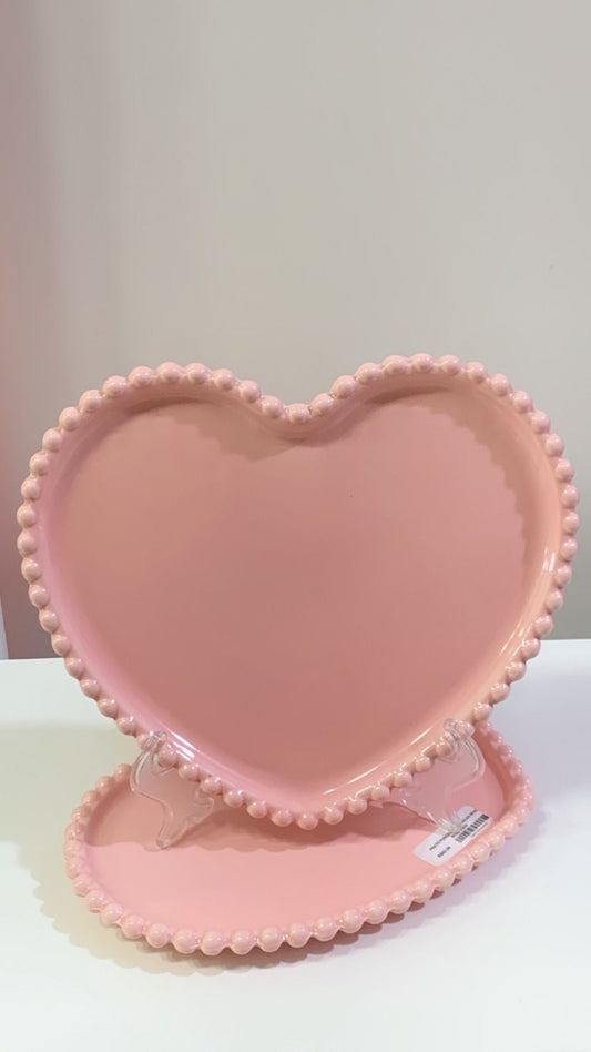 Prato Porcelana Coração Beads 25x22x2cm