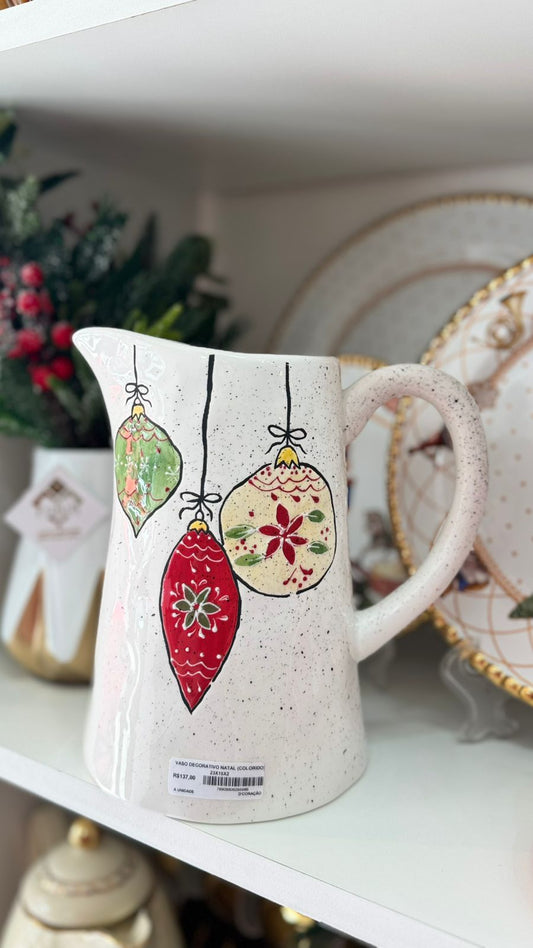 VASO DECORATIVO NATAL 23X15X21,5CM CERAMICA