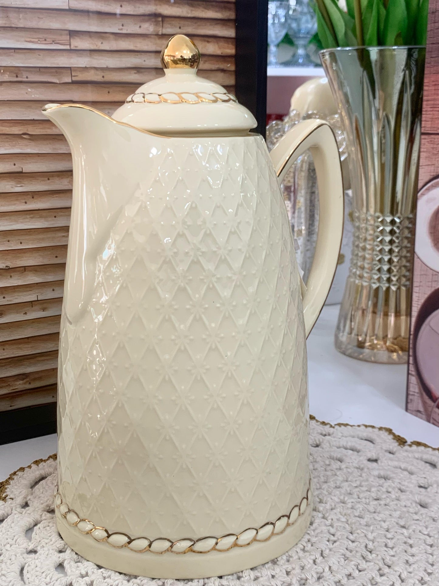 Garrafa Térmica Wolff Renda De Porcelana Creme