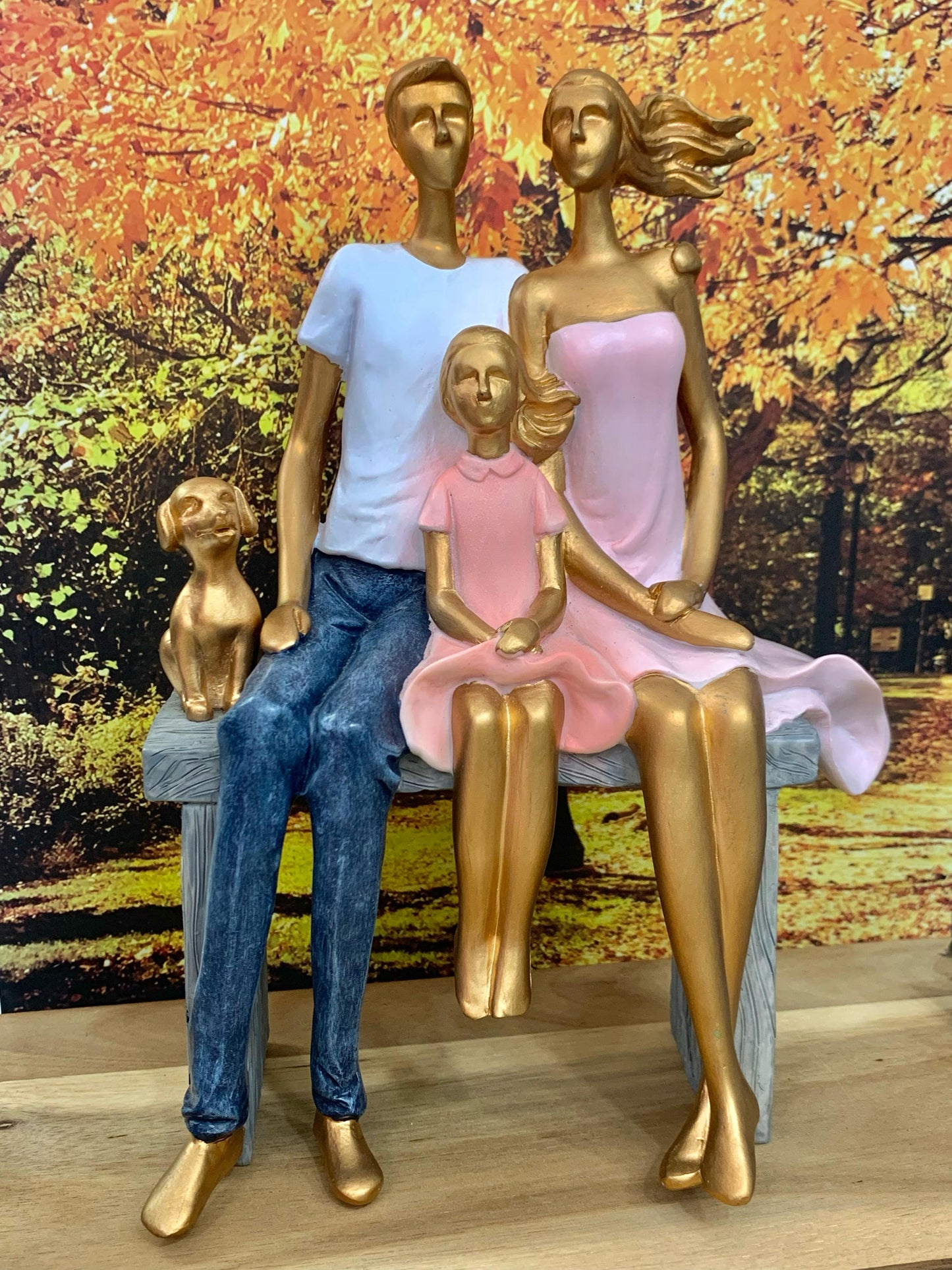 Figura Decorativa Resina Família 17x9x23cm