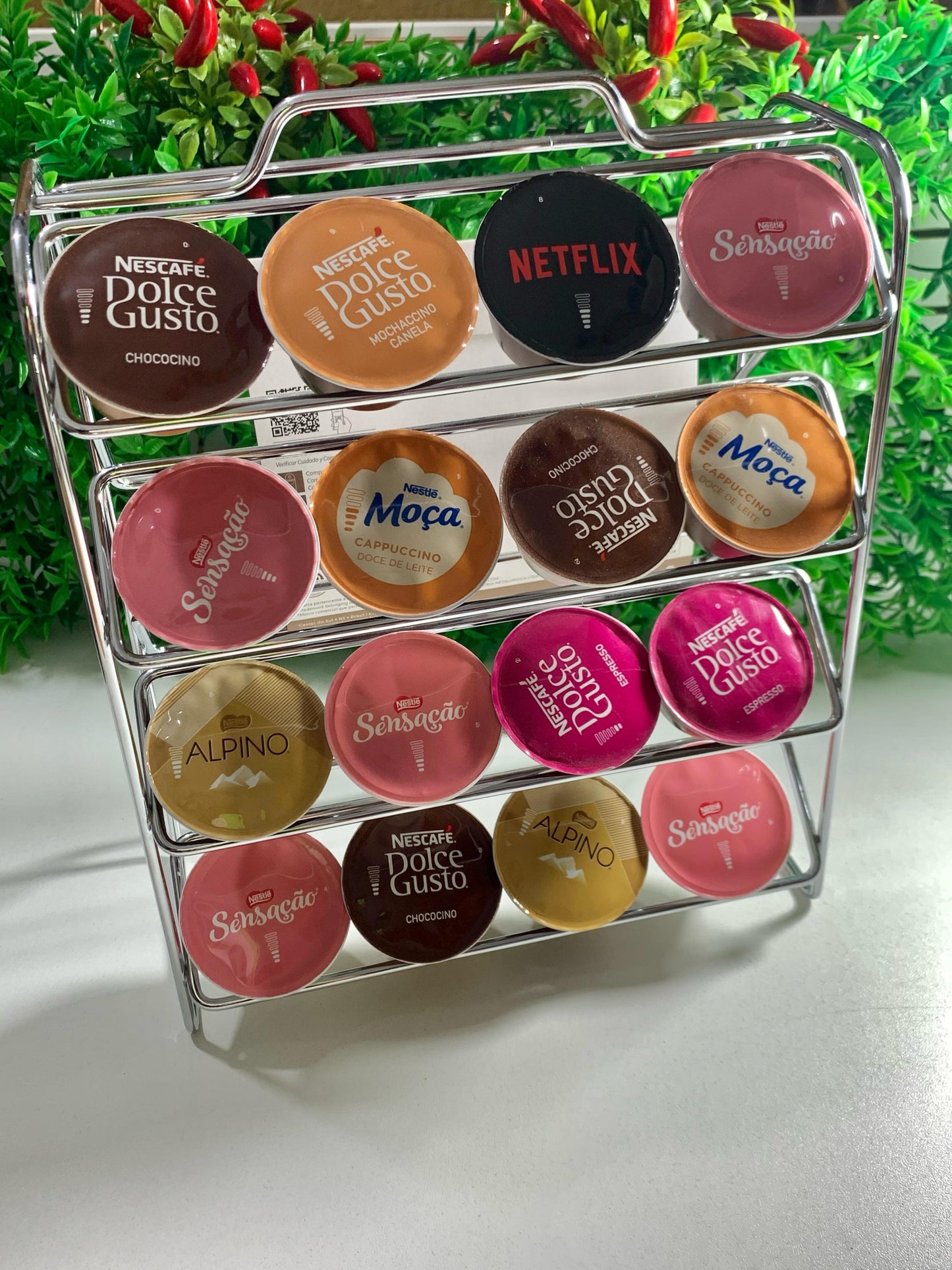 Suporte Porta 32 Cápsulas Café Dolce Gusto Cromado Future