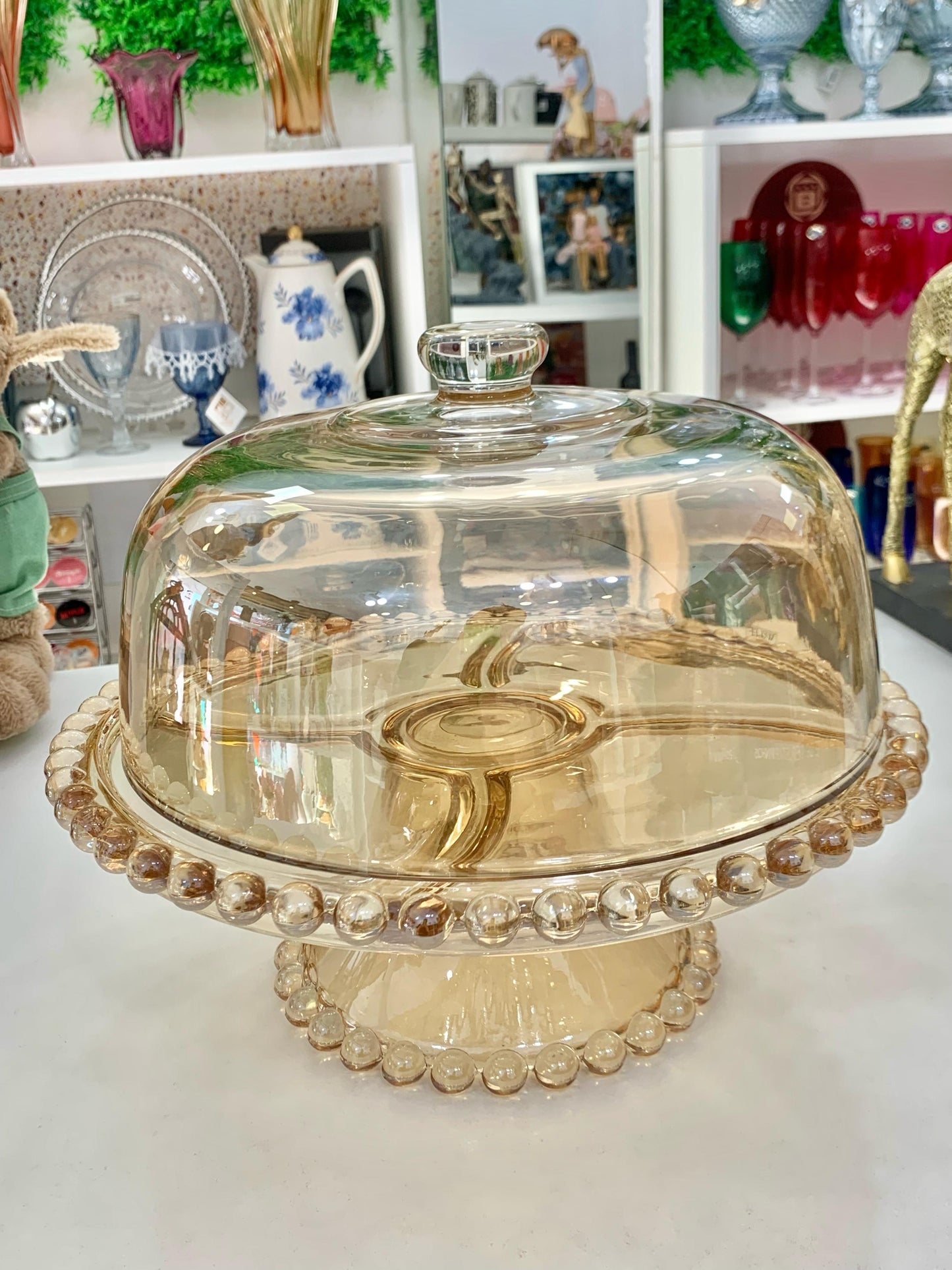 Prato Para Bolo Pearl Cristal Âmbar 31cm x 25cm – Wolff