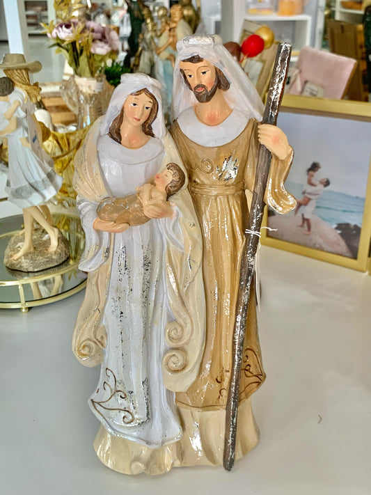 RESINA NATAL SAGRADA FAMILIA (BEGE) 37X18,5CM RESINA