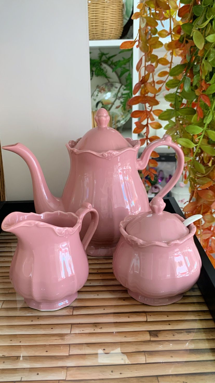 Conjunto 3 Peças De Porcelana Para Chá Fancy Wolff Rosê