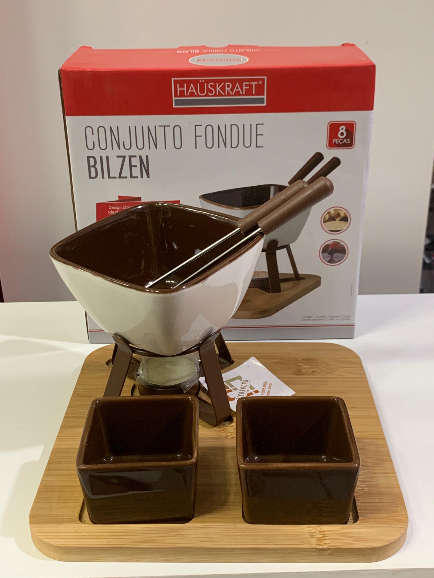 Conjunto Para Fondue Bilzen 8 Peças Base De Bambu