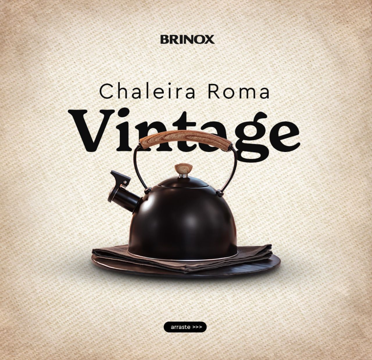 Brinox - Chaleira Inox com Apito de Indução Roma Vintage 1,5L - Preto