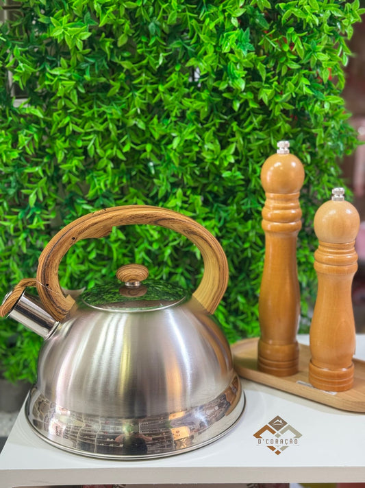 Chaleira em inox com alça de bambu 3 litros Mimo Style