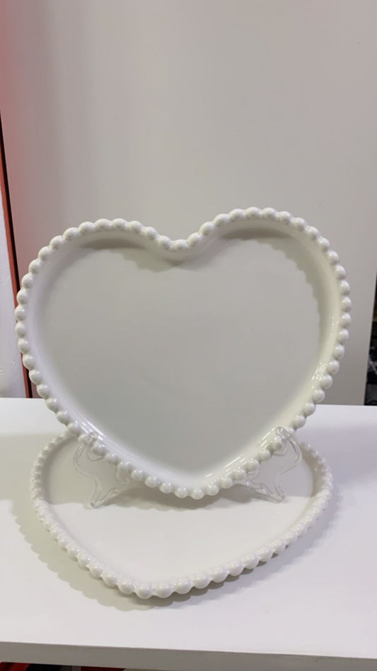 Prato Porcelana Coração Beads Branco - Bon Gourmet