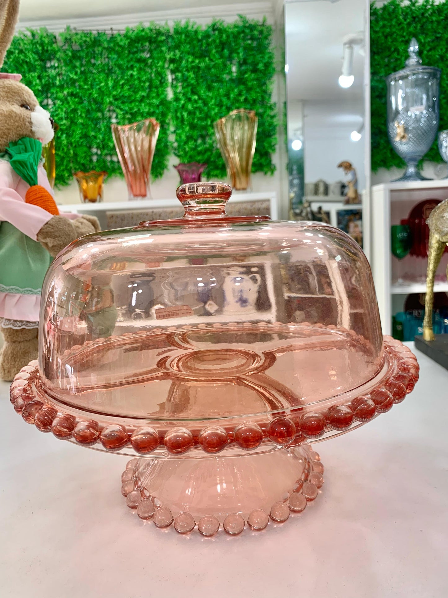 Prato Para Bolo Pearl Cristal Rosa 31cm x 25cm – Wolff