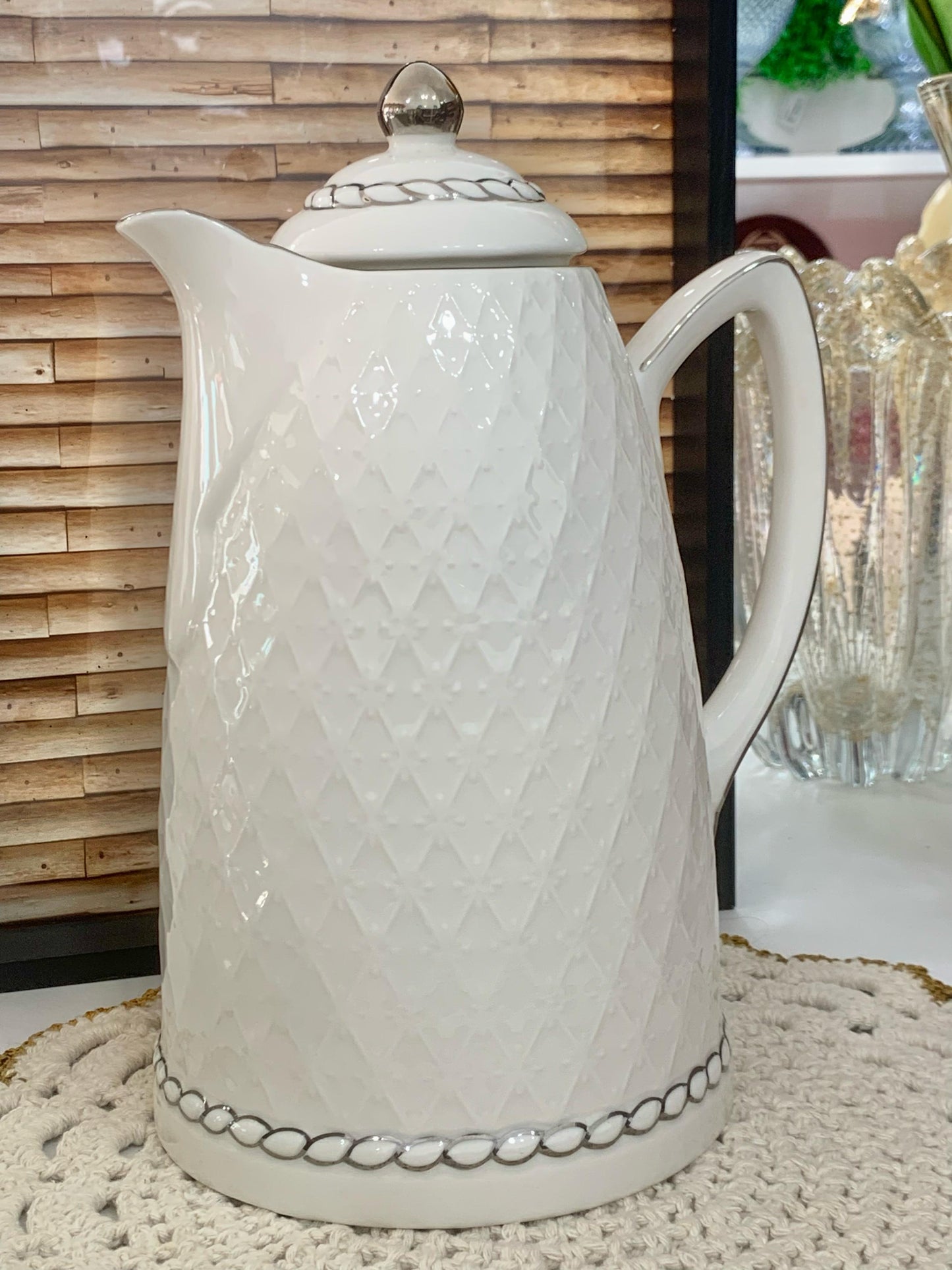 Garrafa Térmica Wolff De Porcelana Branco/prata
