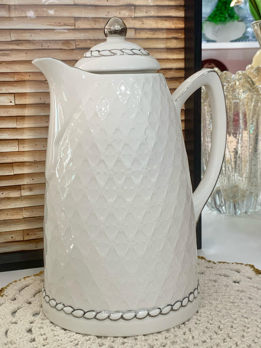 Garrafa Térmica Wolff De Porcelana Branco/prata