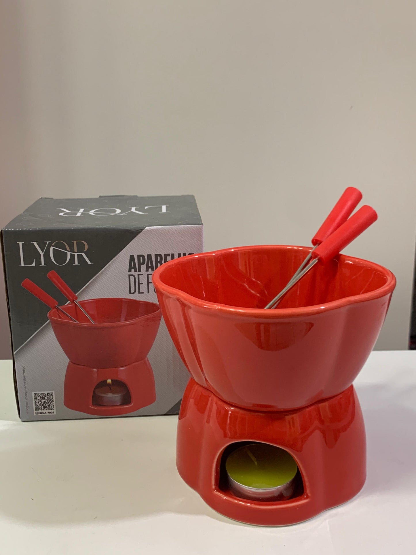 Aparelho de Fondue Alpes 4 Peças Vermelho 400ml 2824 Lyor