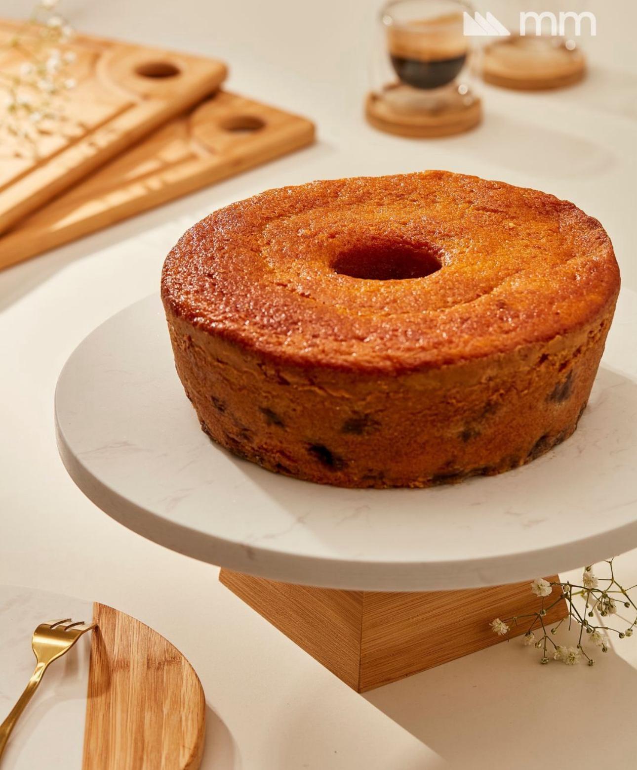 Prato Para Bolo Em Mármore Com Pé Em Bambu Mimo Style