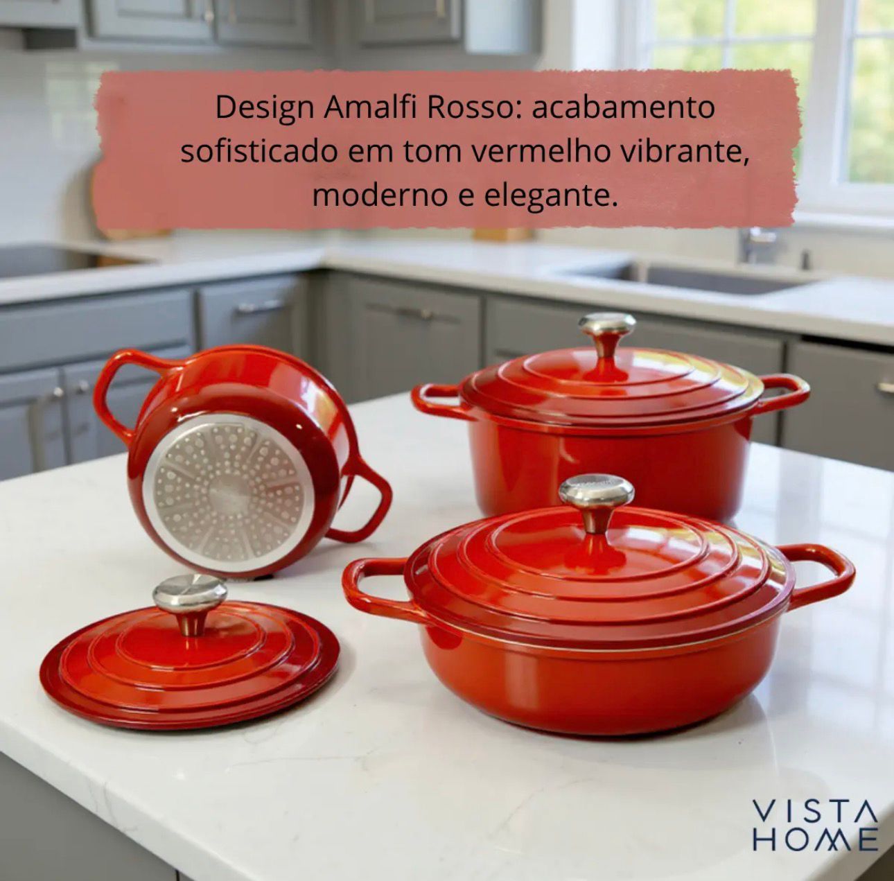 CONJUNTO CAÇAROLAS COM INDUÇÃO AMALFI 08 PEÇAS
