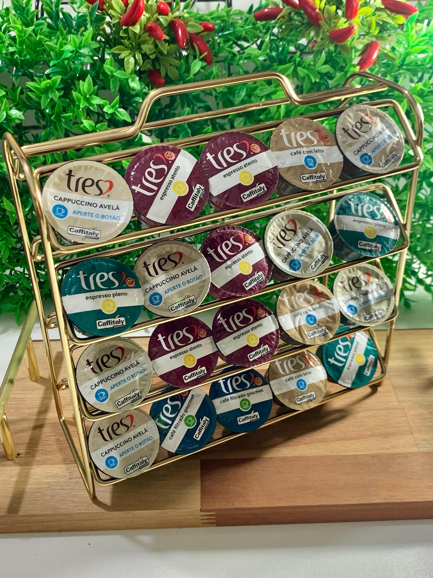 Suporte Organizador Porta 40 Cápsulas Três Corações Café Dourado 1146DD - Future