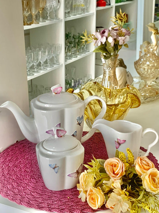 Wolff Conjunto 3 Peças de Porcelana de Café Borboletas Branco
