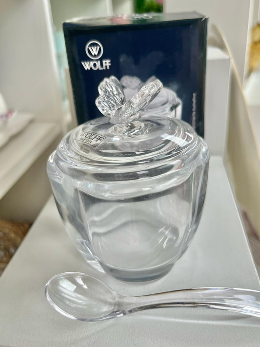 Açucareiro Vidro Com Colher 8,5x11cm Butterfly- WOLFF