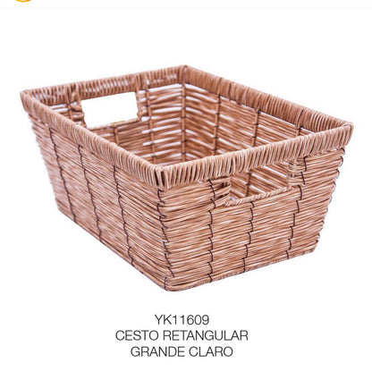 Cesto 33cm Por 25cm Rattan Sintético Retangular Claro