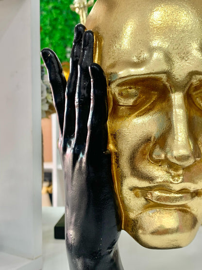 Figura/ Escultura Decorativa Face Wolff Dourada/preta - Rojemac