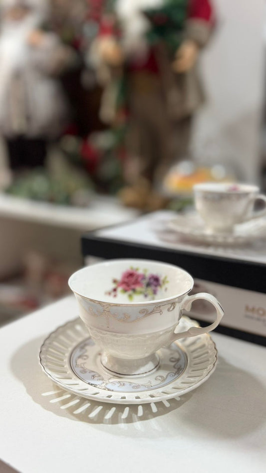 CJ 6 XICARAS P/CAFE MON CHERI EM NEW BONE CHINA 80ML