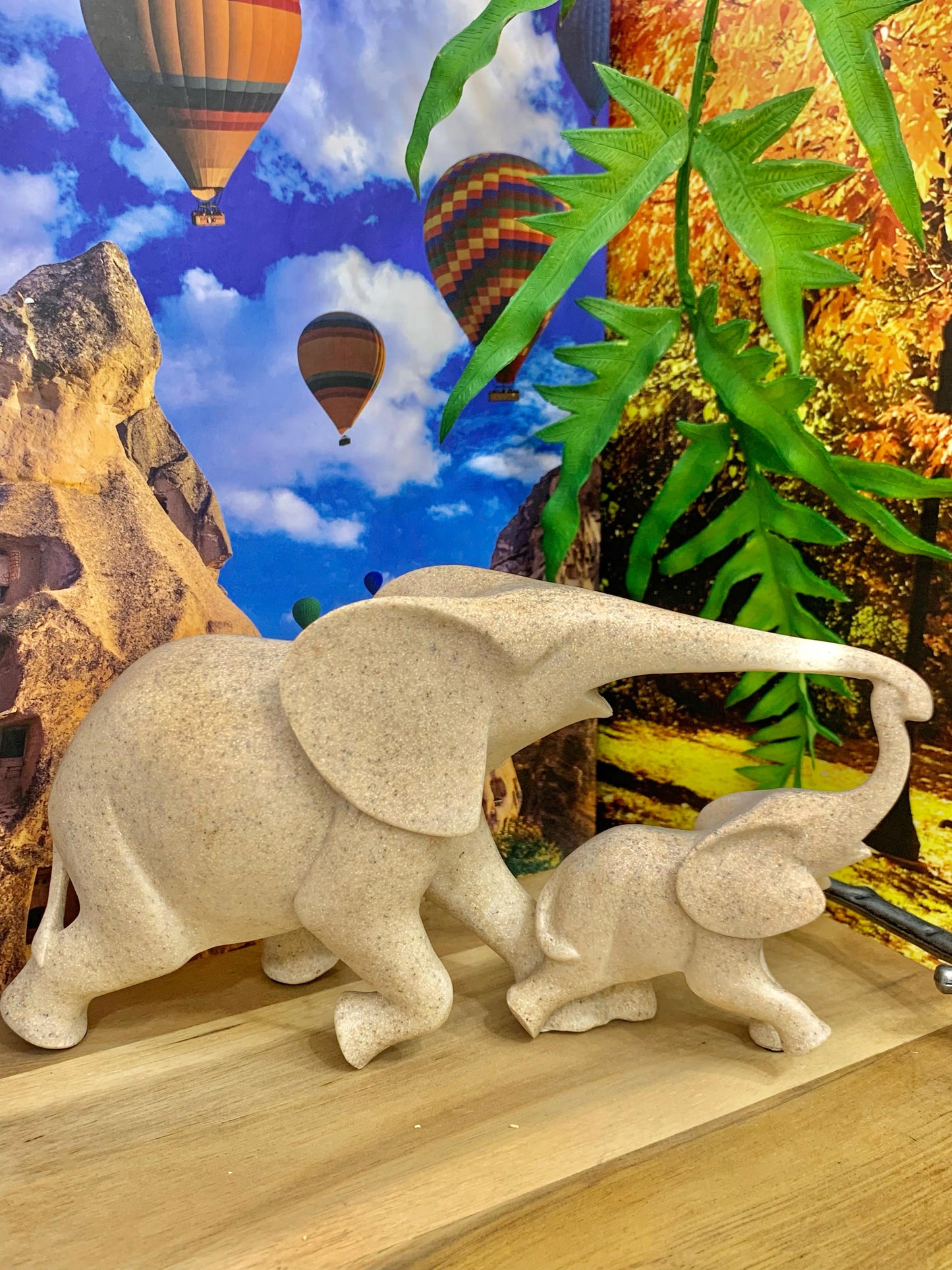 Elefante Dublo Poliresina Bege 11,7x21,9cm Florarte