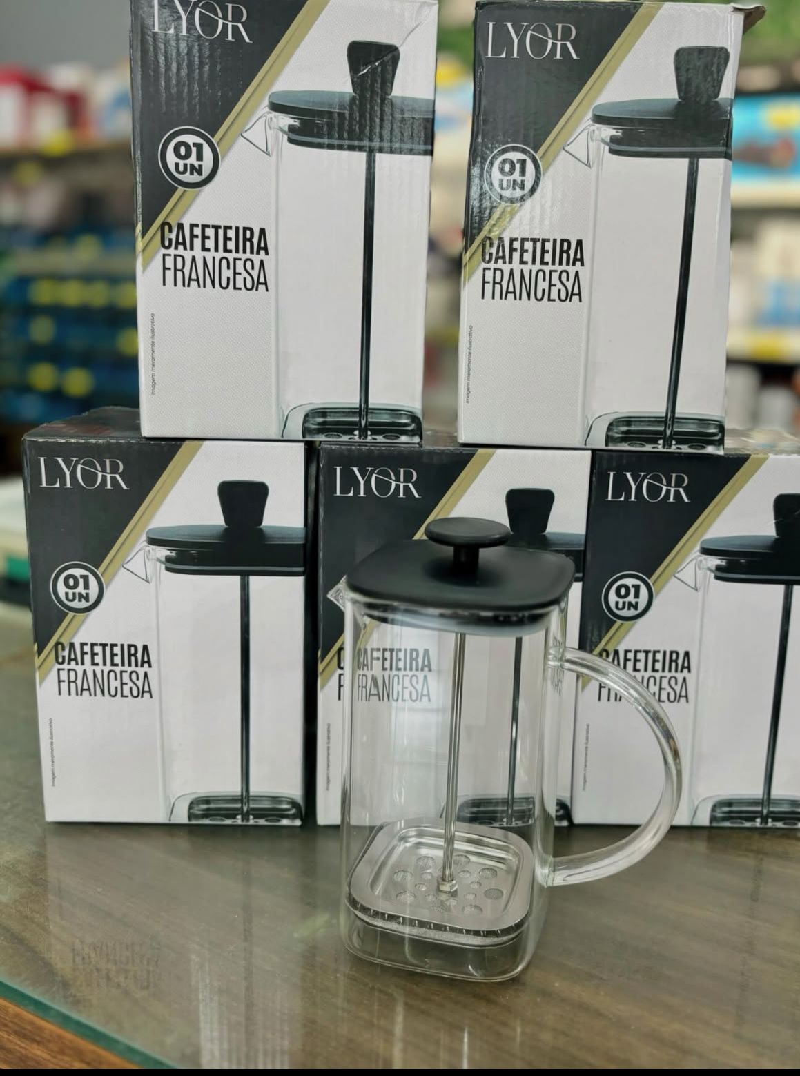 Prensa Francesa de Vidro Borossilicato e Tampa de Plástico Preta 600ml - Lyor