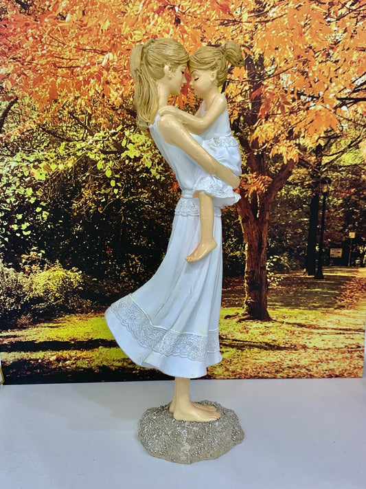 Escultura Decorativa Mãe e Filha Resina 23cm Altura