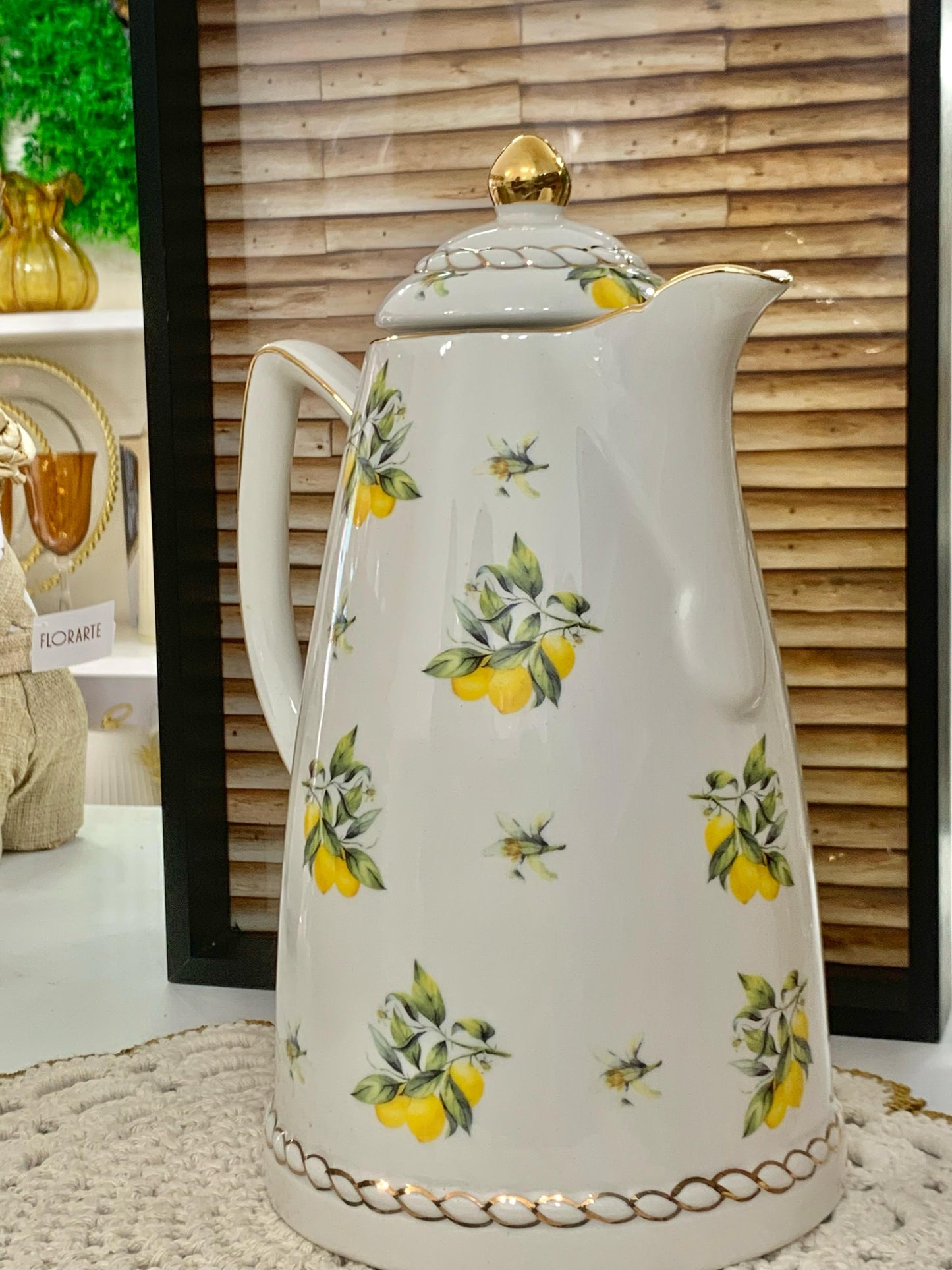 Garrafa Térmica de Porcelana Lemon Off White 280cm 900ml - Wolff