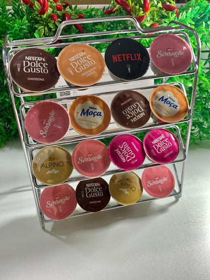 Suporte Porta 32 Cápsulas Café Dolce Gusto Cromado Future