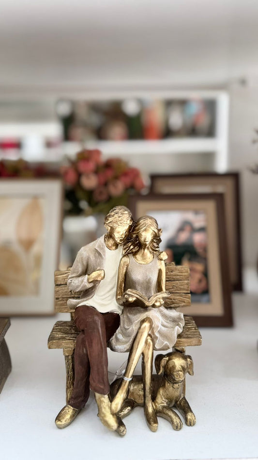 CASAL COM PET DECORATIVO 15X10X18CM  RESINA MABRUK