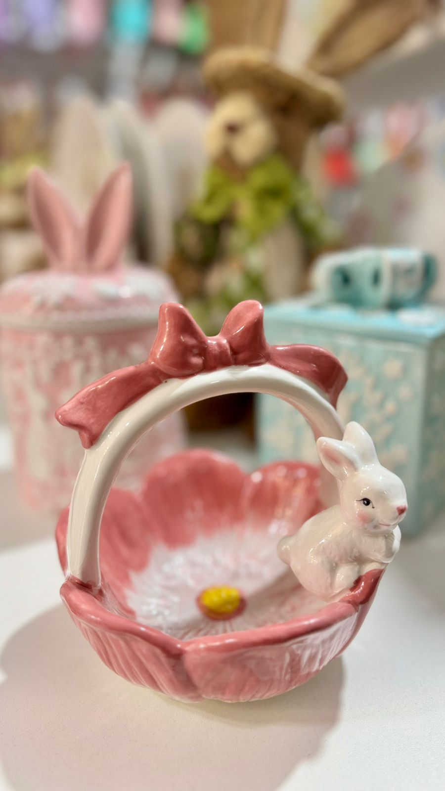 PORTA OVO DE PÁSCOA FLOR ROSA 16CM