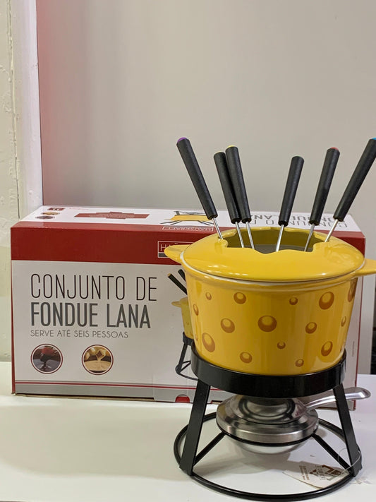 Conjunto Para Fondue Lana Cream 11 Peças Cerâmica Hauskraft