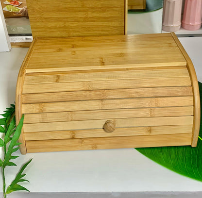 Porta Pão em Bambu com Tampa Retrátil 42x40cm