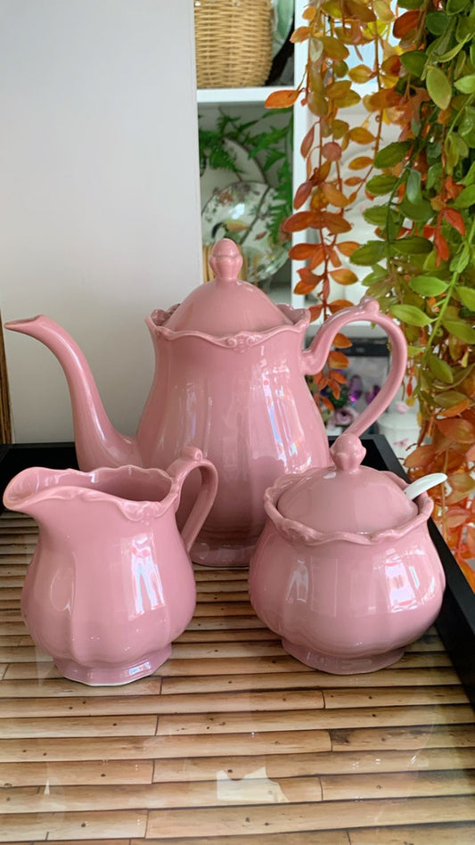 Conjunto 3 Peças De Porcelana Para Chá Fancy Wolff Rosê