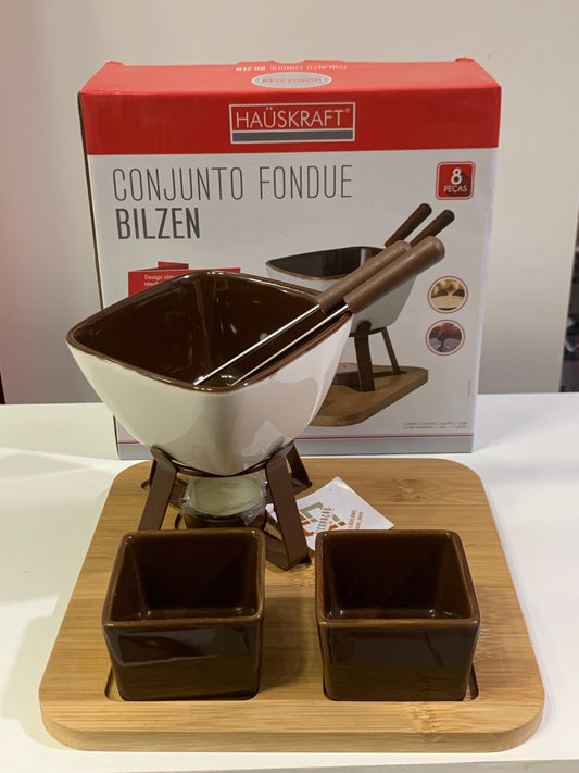 Conjunto Para Fondue Bilzen 8 Peças Base De Bambu
