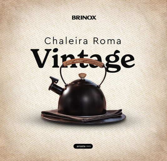 Brinox - Chaleira Inox com Apito de Indução Roma Vintage 1,5L - Preto